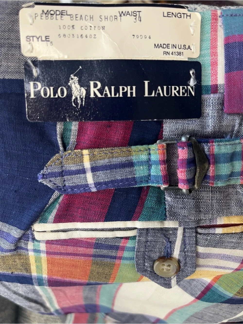 Polo Ralph Lauren Vintage Pebble Beach Plaid Shorts Men 34